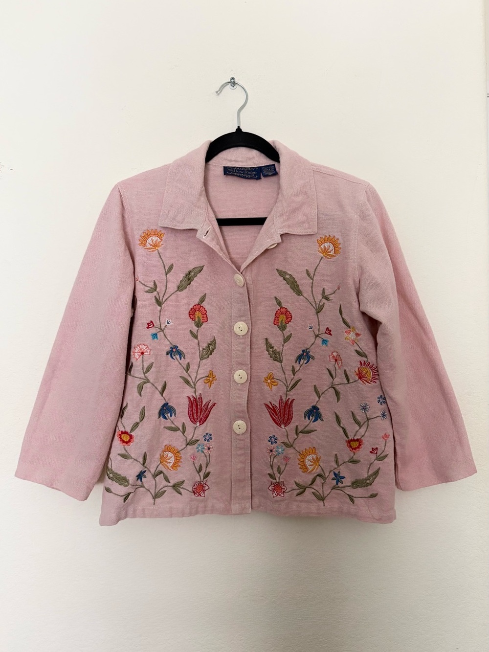 🌸 vintage botanical floral embroidered cotton jacket